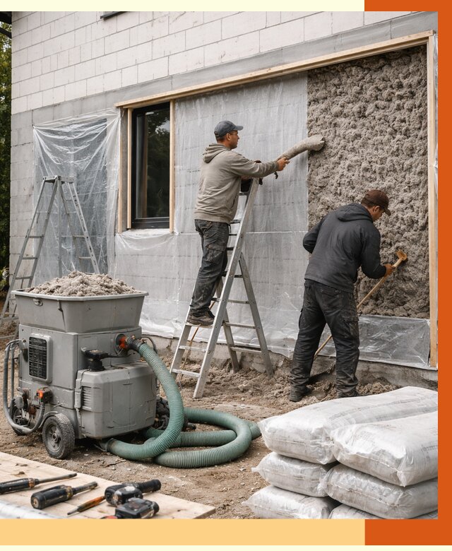Утепление дома из газобетона эковатой в Кулебаках от 4638 руб./м2 | ТепломастерКлб