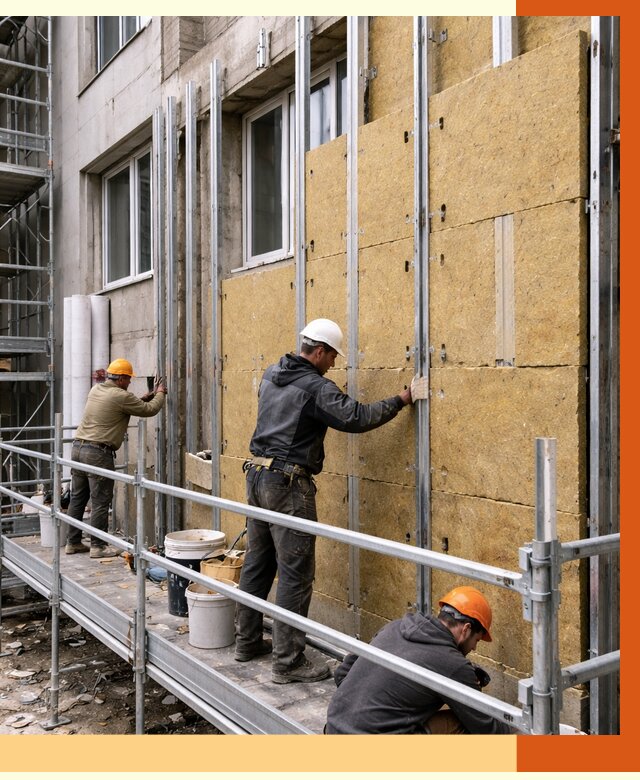 Утепление вентилируемого фасада в Кулебаках от 5771 руб/м2 — монтаж и утепление вентфасад | ТепломастерКлб